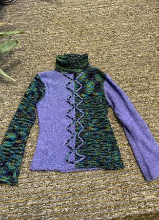 Стильный фиолетовый свитер под горло с широкими рукавами s m