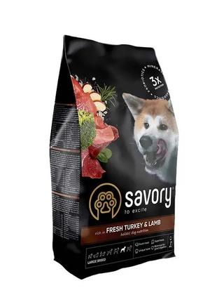 Сухий корм для собак великих порід Savory (індичка та ягня) 3 кг