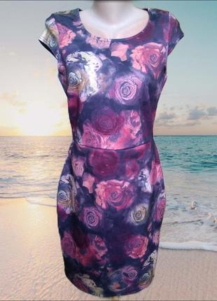 Шикарна приталена сукня bella moda в троянди/коротке плаття по...