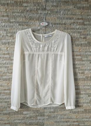 Молочная блуза с кружевом george 868/eur36