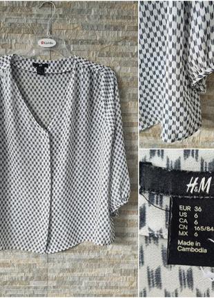 Черно белая блуза h&amp;m us6/eur36