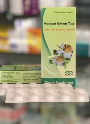 Mepaco Green Tea Зеленый чай экстракт 300 мл 20 табл Египет