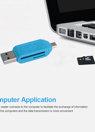 Универсальный картридер адаптер 4в1 Micro USB OTG TF/SD Card Read