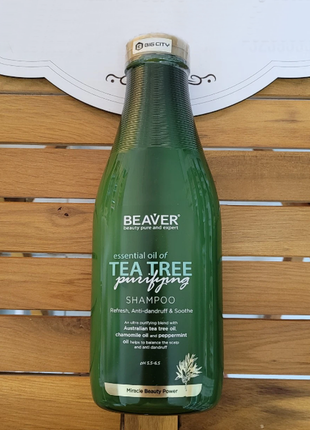 Шампунь для жирных волос beaver tea tree purifying shampoo с м...