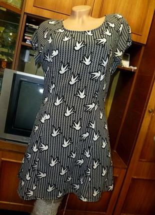 Летнее шифоновое платье индия на подкладке черно-белое свободное