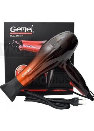 Фен Gemei GM-1719 1800 Вт профессиональный фен для сушки и укл...