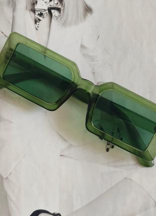 Солнцезащитные очки прямоугольные в широкой оправе Зеленый (14...