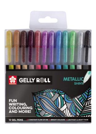 Набір гелевих ручок 12 кольорів Sakura Metallic