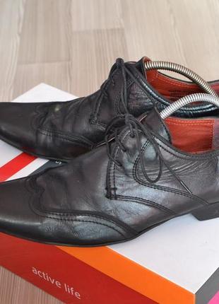 Статусные черные кожаные модельные туфли линии: hell for leath...