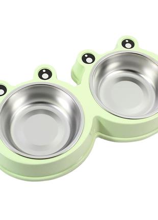 Миска Taotaopets Frog 135501 Green тарелка для котов и собак д...