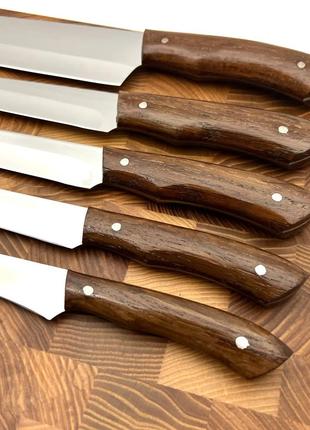 Набор кухонных ножей с рукоятью из дуба коричневые