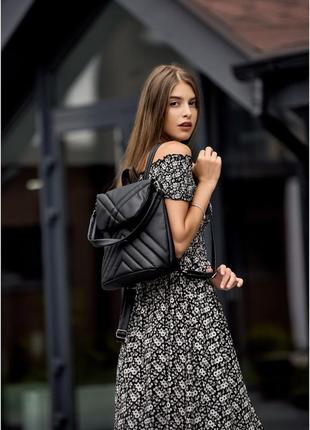 Женский рюкзак-сумка loft стеганый черный