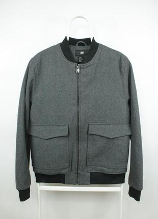 Стильна тепла куртка бомбер h&m wool blend gray bomber jacket