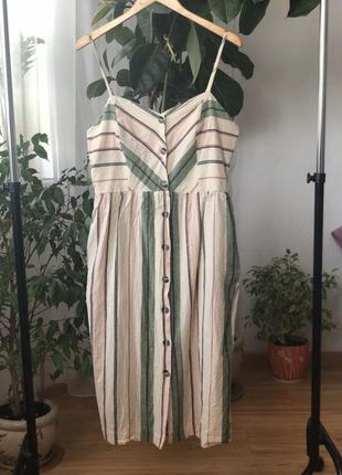 Полосатое льняное платье casual collection by f&f