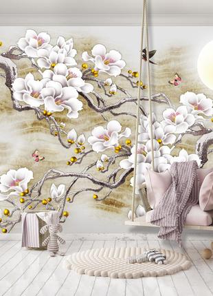 Фото шпалери сакура на стіну квіти 368х254 см Гілки сакури (13...