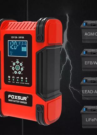Імпульсний зарядний пристрій FOXSUR 12 V 12 A 24 V 6 A для авт...