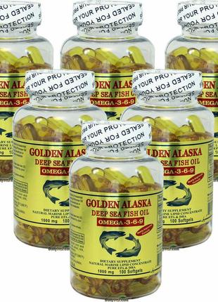 Рыбий жир, омега 3-6-9, golden alaska deep sea fish oil, 1000 ...