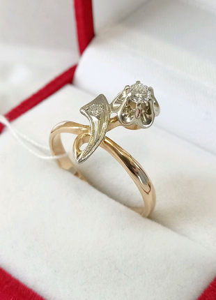 Золотое кольцо с бриллиантами СССР тюльпан