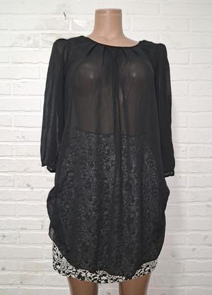 Красивая удлиненная полупрозрачная блуза oversize