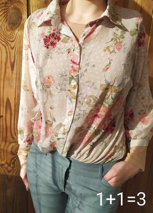 Блуза в цветочки, блузка шифоновая женская