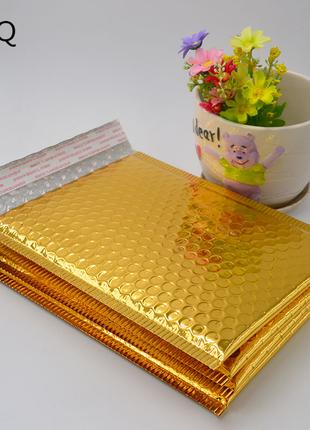 Золотые  бандерольные  конверты пакеты с пузырчатой упаковкой-5шт