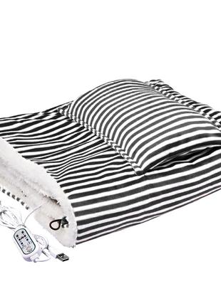 Плед шаль одеяло с подогревом Lesko 105*65 см Black usb от пов...