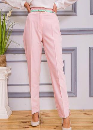Классические женские брюки розового цвета с ремешком 182r308