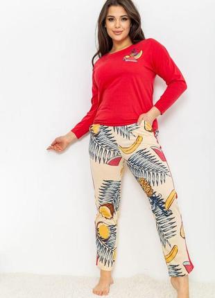 Пижама женcская с принтом  219rp-152 цвет красно-бежевый