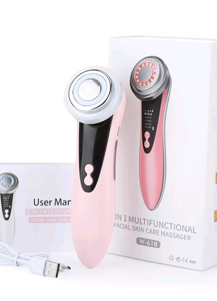 Мікрострумовий масажер для обличчя 5 в 1 Facial Massager W-618D