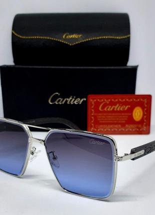 Очки в стиле cartier  мужские солнцезащитные серо синий градие...