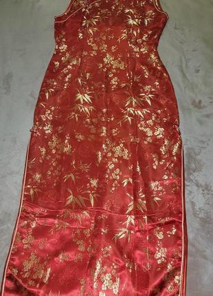 Китайское длинное платье шелк