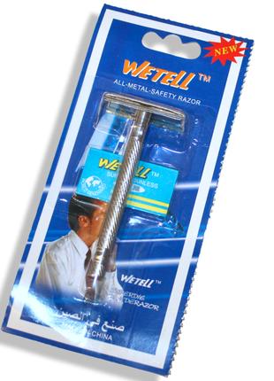 Станок для бритья Wetell металлический на планшете с лезвием 9см