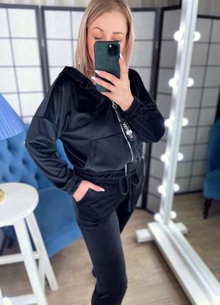 Спортивный костюм велюр черный