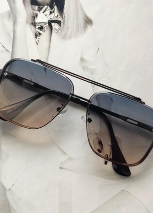 Квадратные очки авиаторы Бирюзово-коричневый (6634)