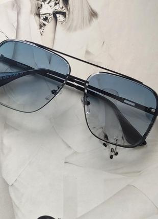 Квадратные очки авиаторы Сине-бирюзовый в черном (6634)