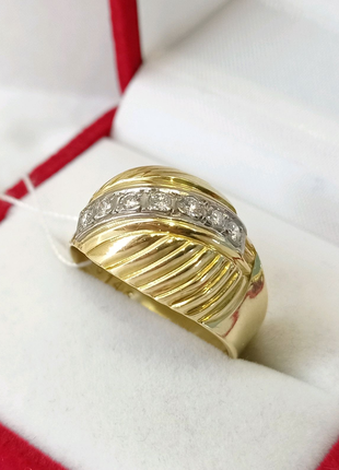 Золотое кольцо чалма СССР с бриллиантами проба 750