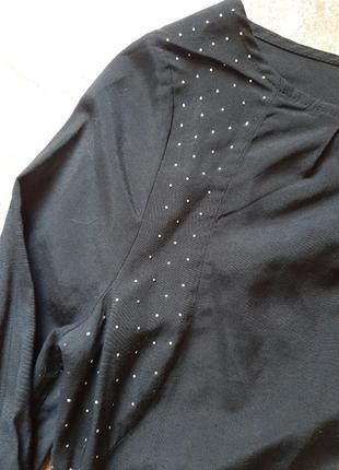 Блуза рубашка котон черная хлопок 3/4 рукав трапеция  сорочка ...