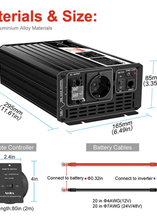 Инвертор 12в 220в SWIPOWER 1500вт / 3000вт Пиковая