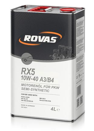 Rovas Масло RX5 10W-40 A3/B4 4л полусинтетика