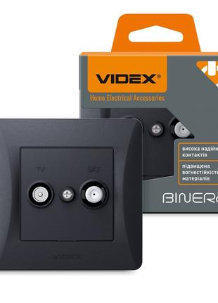 Розетка Videx Binera TV + SAT черный графит конечная