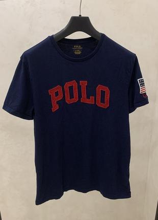 Футболка polo ralph lauren синя big logo чоловіча