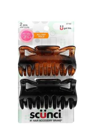 Scunci no slip grip, jaw clips, all day hold, basic claw, 2 шт...