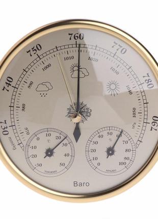 Бытовой термометр гигрометр, барометр 3в1 золотистый OOTDTY №0...