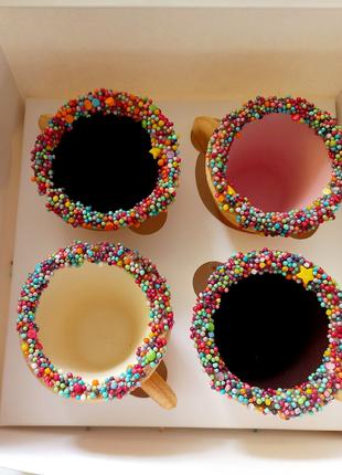 Набор " Радужный " : 4 съедобных чашки - печенья для напитков ...