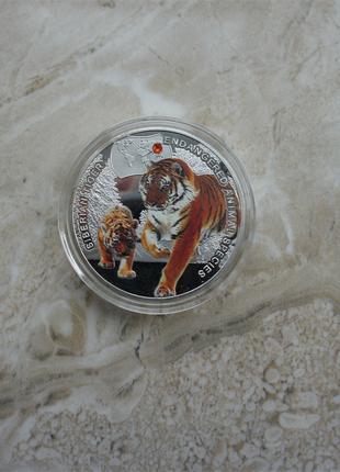 Монети Африки Замбія 1000 квача 2014 Амурський тигр