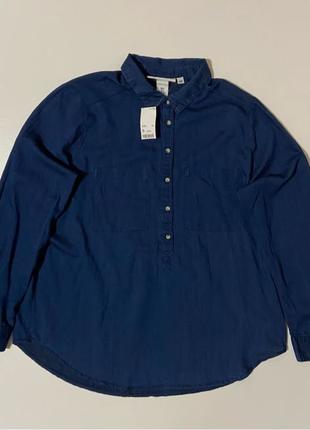 H&M Женская хлопковая рубашка с карманами l xl h&m туника джинсов