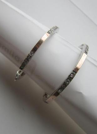 Сережки кольца серебряные с камешками