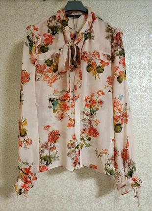 Шикарная блуза цветочный принт цветы цветы бренд zara women за...