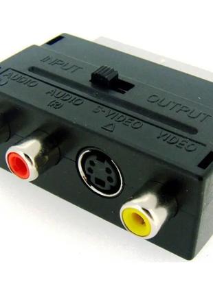 Переходник (Адаптер) SCART - 3RCA (Тюльпан) с переключателем