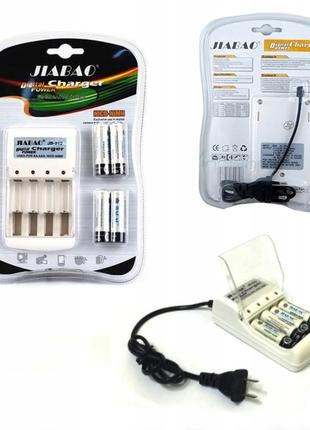 Зарядное JIABAO JB-212 + аккумуляторы 4шт 4500mAh АА пальчик, ...